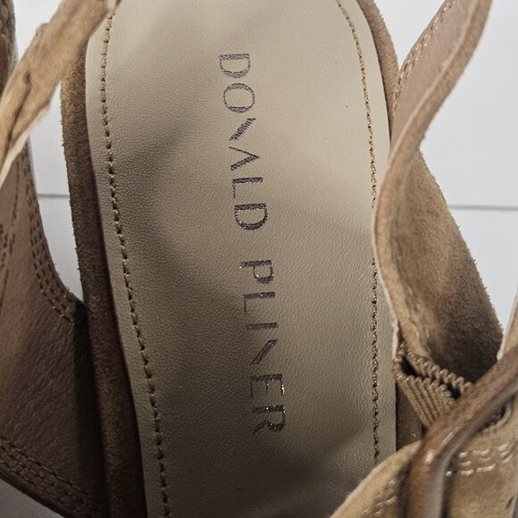 Donald J. Pliner Sandals Women's 10M Geni Camel Brown Suede Block Heels NWT - Picture 4 of 8